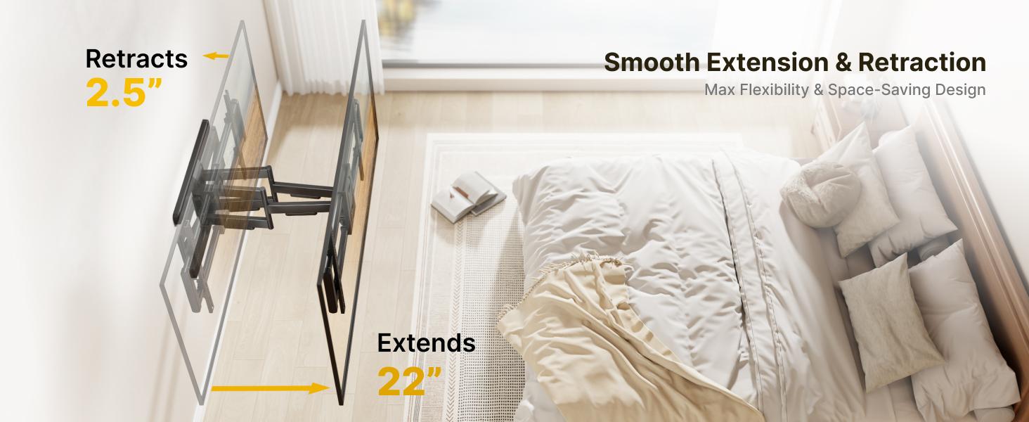 Full Motion Adjustable TV Wall Mount for 13–95 Inch Flat & Curved TVs and Monitors, Swivel & Tilt Articulating Bracket, Max VESA 800x400mm, Holds up to 132 lbs