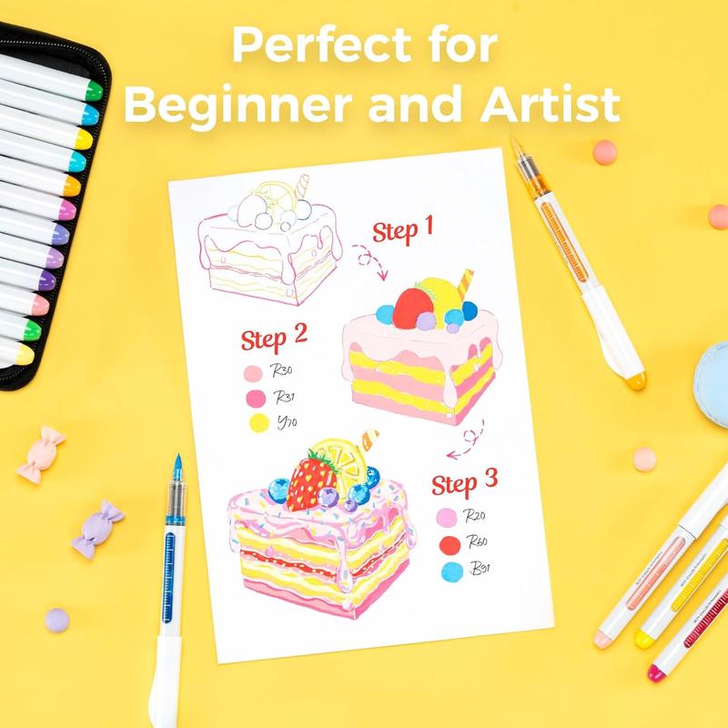 Ohuhu Acrylic Brush Tip Paint Markers 24 Pack/ 48 pack Vibrant Colors with Flexible Brush Tips High-Opacity Waterproof Lightfast Pens for Rock Wood Glass & More