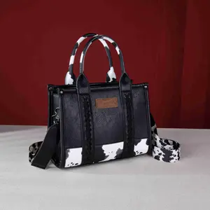 Wrangler Cow Print Crossbody Tote Bag BLACK WG102-8120SBK