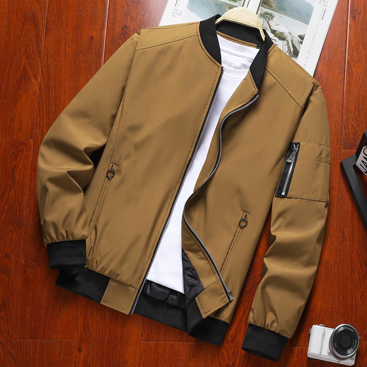 Men's Stylish Black Bomber Jacket Comfortable Trendy Baseball Jersey Coat Perfect for Casual Street Style Everyday Wear Gifting Lightweight Windbreaker Outdoorfun