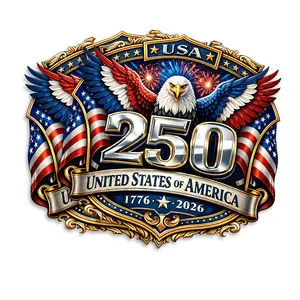 250 Years Strong USA Anniversary Emblem Magnet - 2 Pack Magnets For Truck Car SUV Refrigerator Toolbox Gift - Design For Semiquincentennial Liberty Magnetic - 5 Inch 2 Piece - USAMAG0010