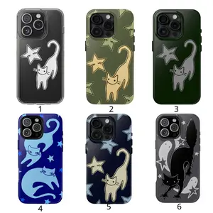 Cat and Star Phone Case Hand-Drawn Cute Grunge Whimsical Cool Girl Art for iPhone 17 Pro Max Phone Case 17 Air 16E 16 15 Plus 14 13 12 11 X XS Max XR 7 8 Plus Phone Cases,Samsung Galaxy S25 ULTRA Phone Case S21 S22 S23 FE S24 check our available sizes
