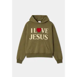 "I LOVE JESUS" HOODIE (OLIVE)