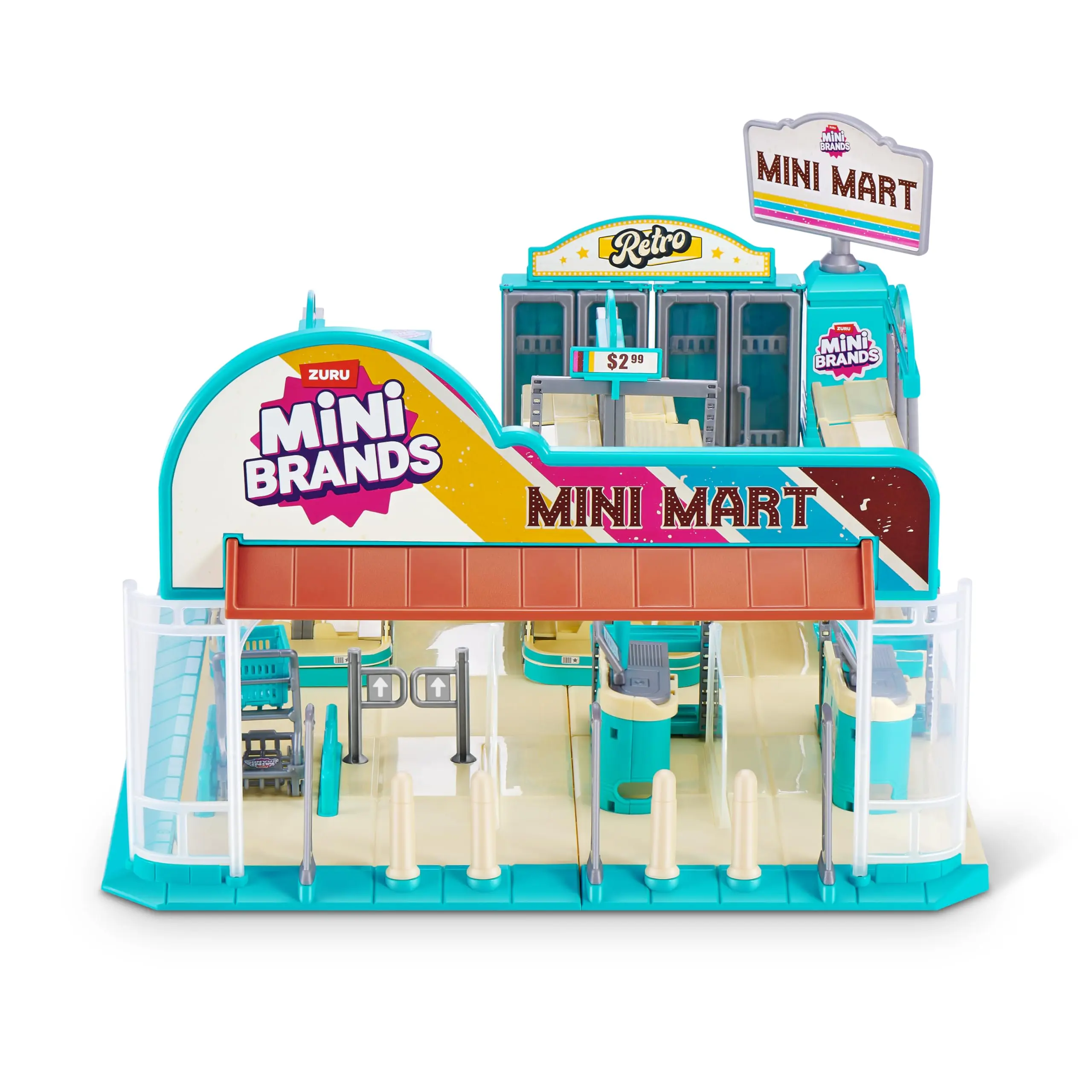Mini Brands Retro Mini Mart with 5 Minis, Amazon Exclusive Playset, by ZURU – Real Miniature Collectible Store for Kids, Role Play, and Display
