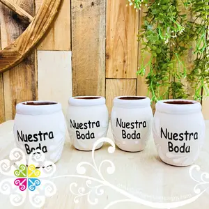 Nuestra Boda - Engobe/White Tequilero Set - Clay Tequilero Set