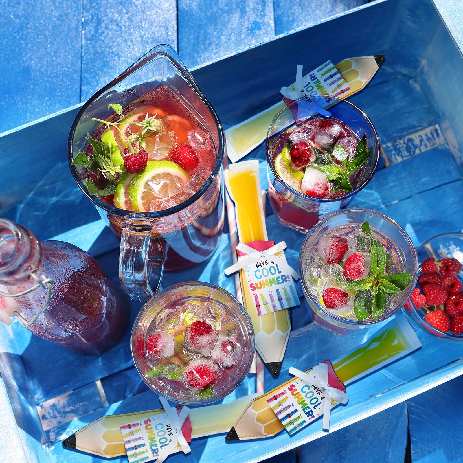 24/30 Pack End of School Year Gifts Reusable Ice Pop Sleeves with Gift Cards & Ribbon, Multicolor Washable Neoprene Popsicle Holders for Students, Classroom Prizes, Summer Favors