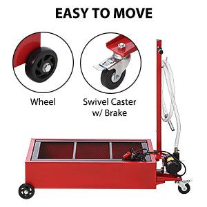 【GARVEE】20 Gallon Low Profile Oil Drain Pan with 12V Electric Pump, 8FT Hose, Foldable Handle, and Wheels - Portable 76L Capacity Oil Drain Tank for Cars, SUVs, and Trucks