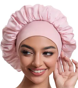 Adjustable Stretchy Satin Bonnet - Double Layer Silky Sleep Cap for Braids & Curly Hair