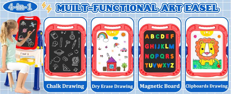【Latest version】Easel for Kids,Toddler Toys for Ages 2-4, Double-Sided Magnetic Kids Art Easel for 2 Year Old Boy Birthday Gift,Toys for 3 Year Old Boy Dry Erase Boards,Drawing Boadrs for 2 3 4 5 Years Old Girl Gift