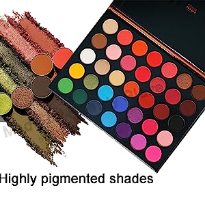 BEAUTY GLAZED 35 Pigmented Eyeshadows , Multi-Finish Matte and Shimmers Makeup , Waterproof Blendable Eye Makeup , Cruelty- Free Makeup Palette