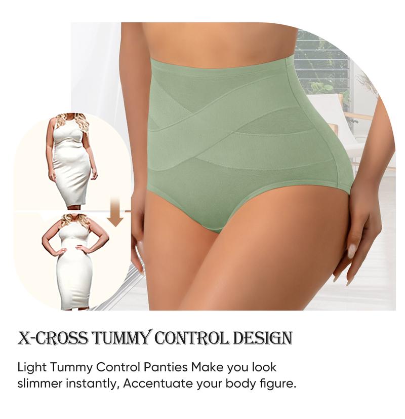 【COTTON】8PCS High-Waisted Solid Color Underwear - Cross Support Tummy Control Panties,Breathable Slimming Underwear for Women,All-Season Comfy Daily Wear,Full Coverage panties.