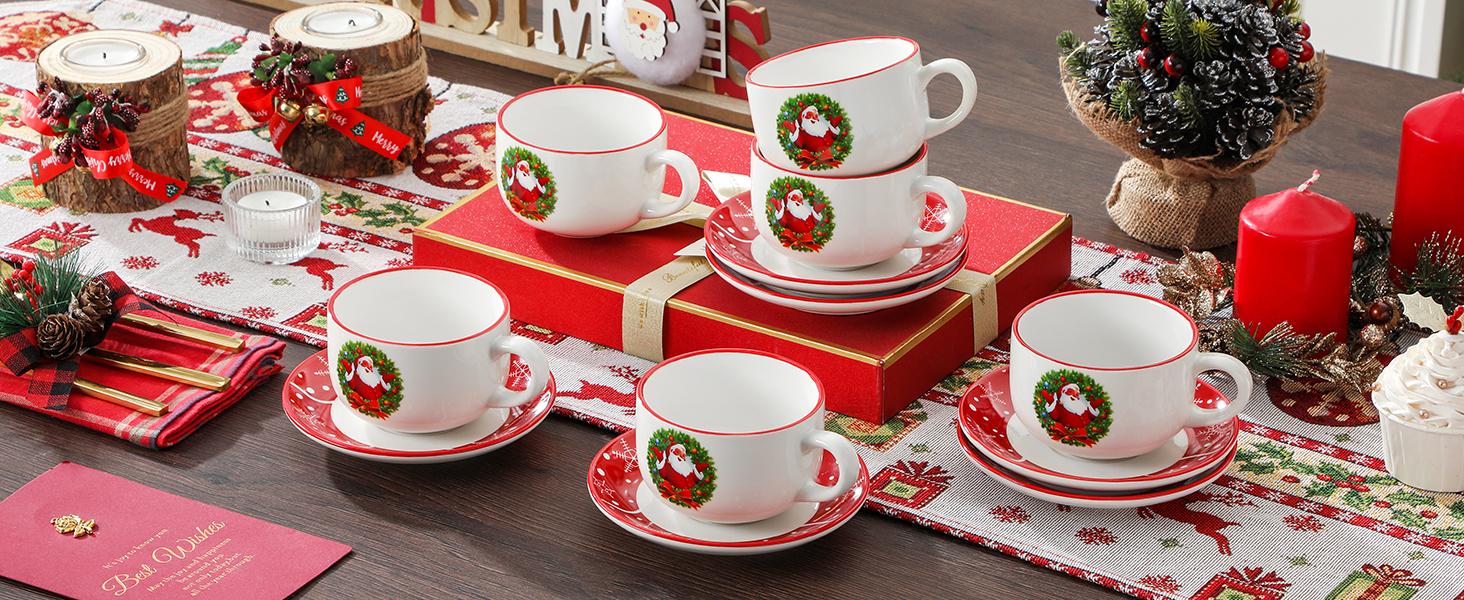 MALACASA Santa Claus / Christmas Tree 30-Piece Dinnerware Set (Service for 6) - New and Improved- Fine Earthenware Holiday Dinner Set - Microwave & Dishwasher Safe Winter Holiday