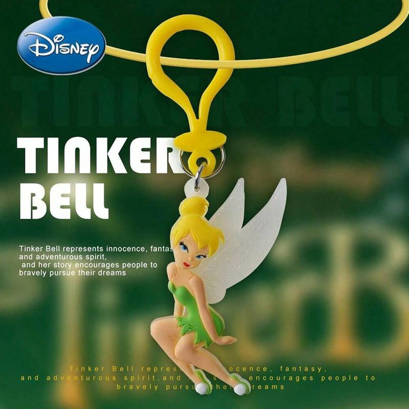 Disney Princess Tinker Bell PVC Keychain 1PC Official License Figurine Bag Clip Charm Collector Keyring Backpack Decor Durable PVC Rubber Gift