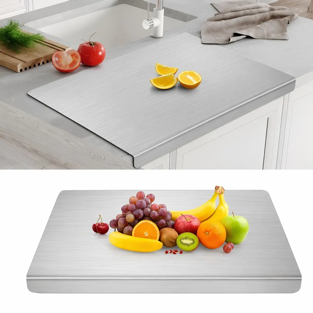 Stainless Steel Cutting Board - 1-Piece, Anti-Slip Base, Rectangular, Durable, Resists Daily Wear, Built to Handle Busy Kitchen Routines, Multi-Purpose Kitchen Gadget (Sizes: 30*40, 40*60), S(30*40)