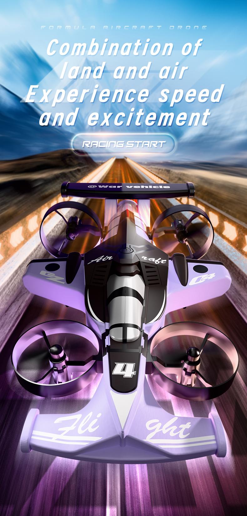 BRRRRT  Remote-controlled car and plane combo, 360-degree drift tires, land and air capable, one-touch lift, impact-resistant materials, three adjustable speeds, perfect gift for boys and girls, top choice for Christmas presents.