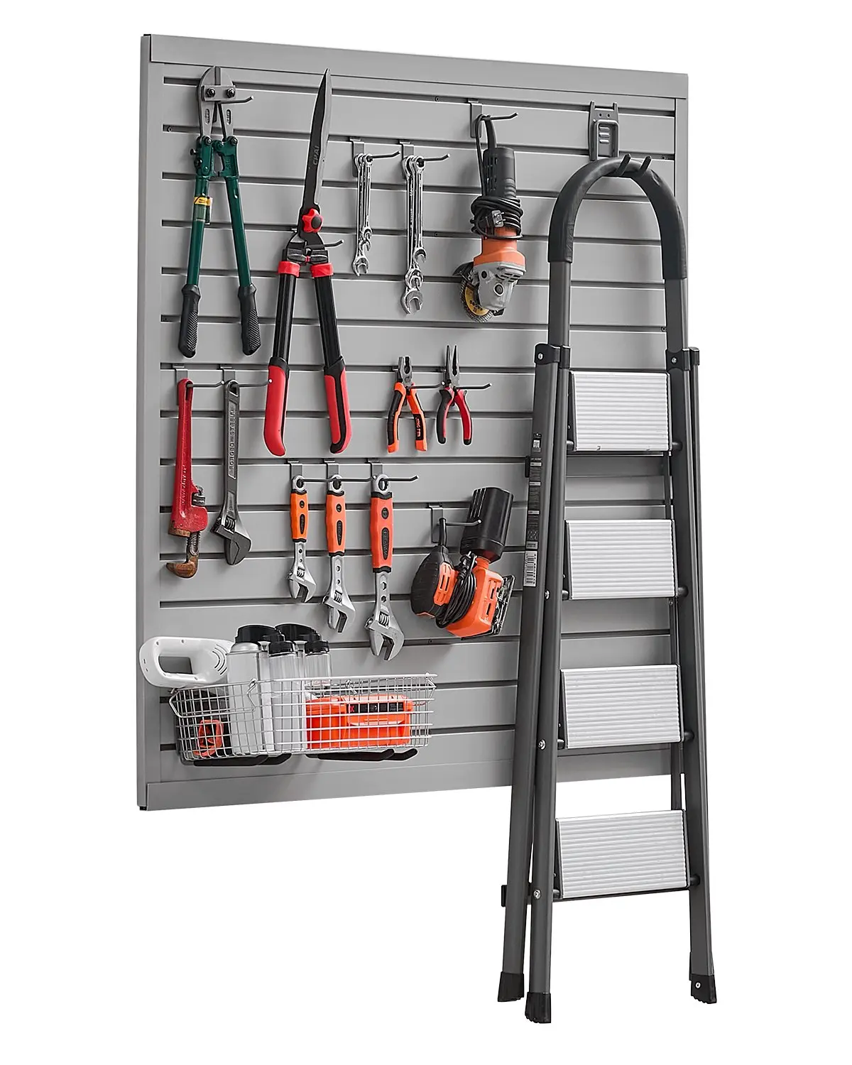 【Summerfinds】VEVOR PVC Slat Wall Panel, 4x4 ft Plastic Modular Adjustable Slatwall with Coupling Structure, Easy-to-Install Cuttable 3D Wall Panels for Garage Tool Storage & Workshops, 300 lbs Capacity