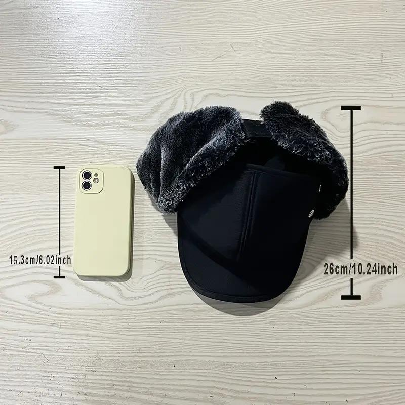 Unisex Winter Aviator Hat with Removable Visor Thick Warm Beanie for Skiing Skating Mountain Biking Windproof Ear Flaps Hand Washable High Quality Winter Hat Warm Headwear Ted 1 Count