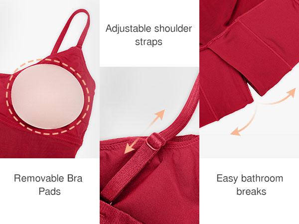 Popilush Built-in Shapewear Mini Slimming Cocktail Dress  Women's Sleeveless Style Sexy Satin Square Neck Tummy Control with Inbuilt Bra