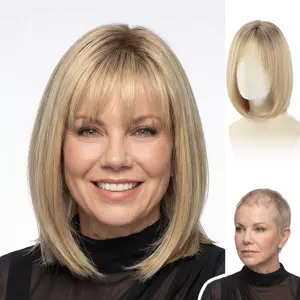 Theodora - Wigyy Glueless Layered Ash Blonde Wig, Lace Front Design, Heat-Resistant Protein Fiber, Natural Hairline, Adjustable Cap, Lightweight for Comfortable Wear
