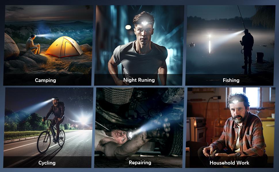 LHKNL Headlamp Flashlight, Lumen Ultra-Light Bright LED Rechargeable Headlight with White Red Light, 2-Pack Waterproof Motion Sensor Head Lamp,8 Modes for Outdoor Camping Running Hiking Fishing