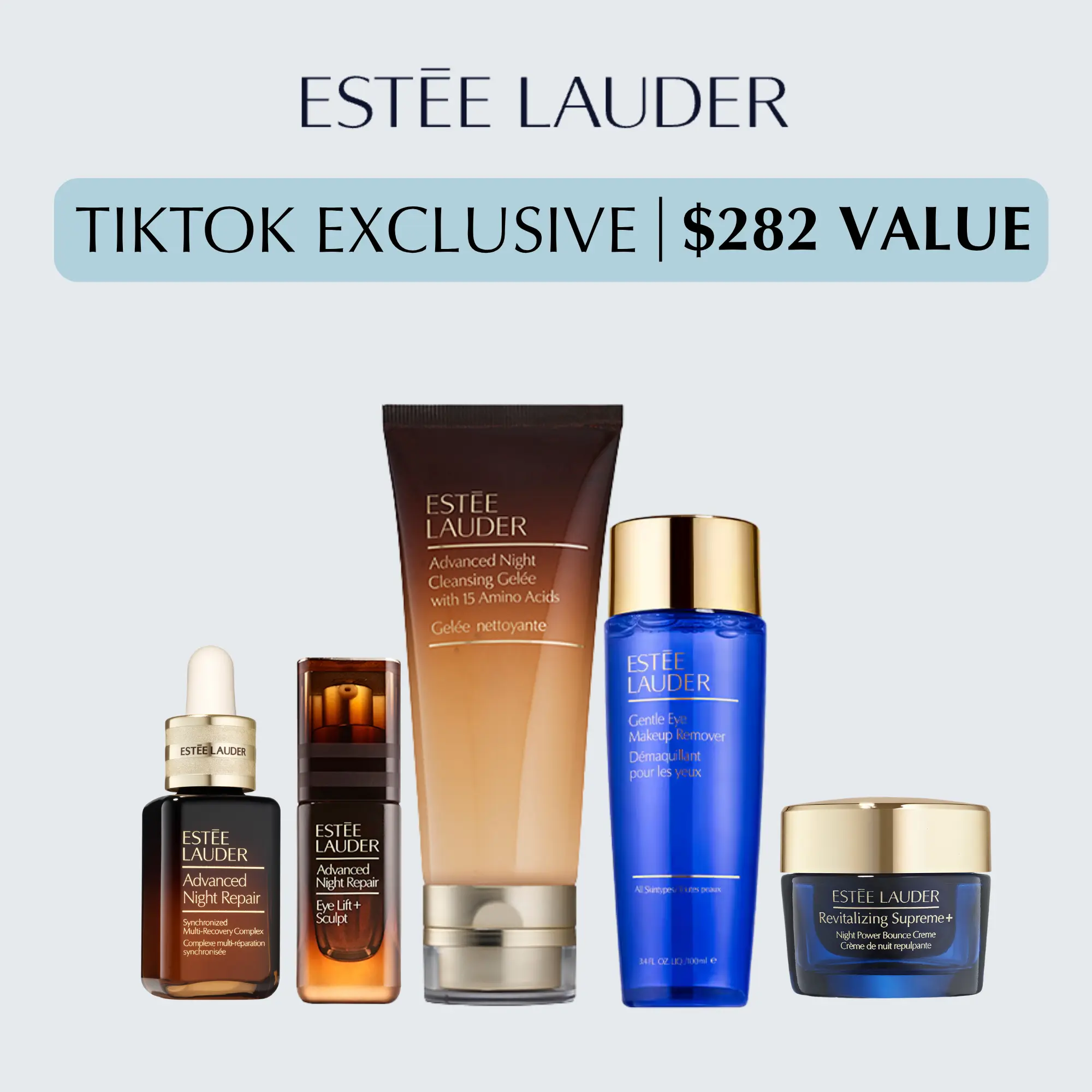 [Estée Lauder] Wake Up Radiant Nighttime Skincare Set | Advanced Night Repair | Firming & Lifting | Anti-Aging | Overnight Renewal | 6-piece set Skin Care Sets Moisturizing Repairing Set