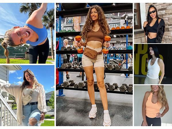 ODODOS 3-Pack Seamless Racerback Crop Tank for Women Ribbed Knit Soft Crop Tops