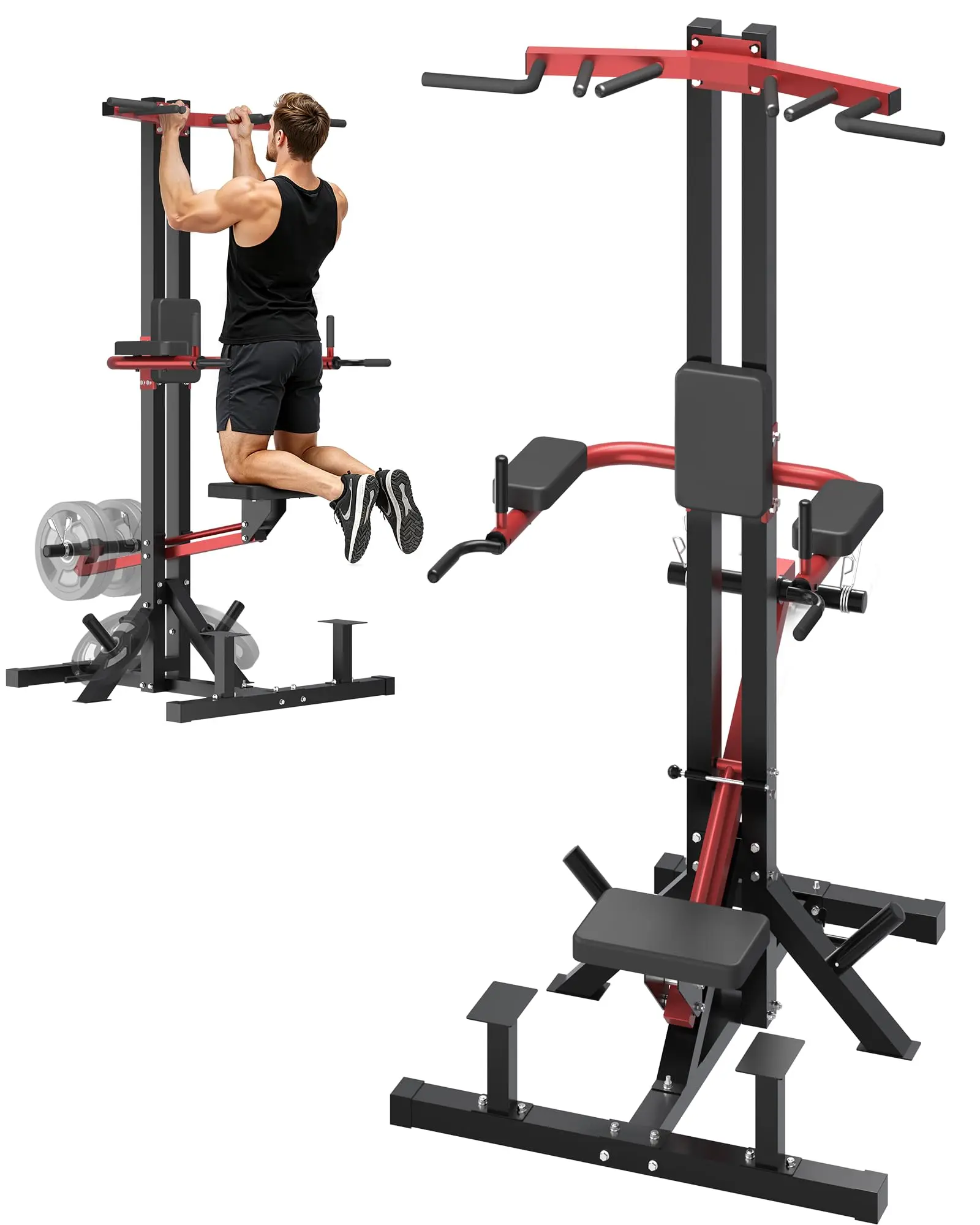 【2 Package Shipping】 YODOLLA 4-in-1 Assisted Dip and Pull Up Machine, 1:1 Lever Counterweight System, Leverage Assisted Dip Machine, Multi-Function Dip Grip Options, Resistance Band Pegs, Three Quickly Adjustable Grip Widths