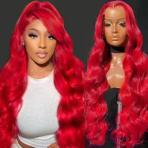 30 Inch Red Human Hair Wig 180 Density Red Body Wave 13x6 HD Lace Front Wigs Human Hair  with Baby Hair Red Wig Human Hair Color Lace Frontal Wigs for Women