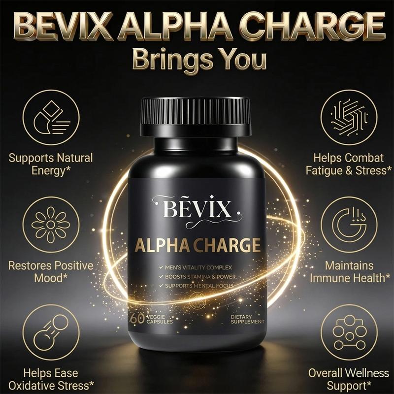 BEVIX Alpha Charge 1000 MG Premium Formula contains 12 herbal ingredients Fitness – Energy, Circulation – 60 Capsules  Healthcare