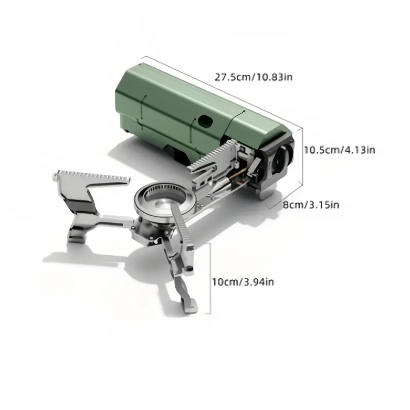 1pc Folding Stove Convenient Outdoor Grilling and Boiling Water Folding Stove- One-piece Portable Stainless Steel Backpacking Stove with Safety Lock and Piezo Ignition, Energy-saving Outdoor Camping Stove for Hiking, Camping, Cooking