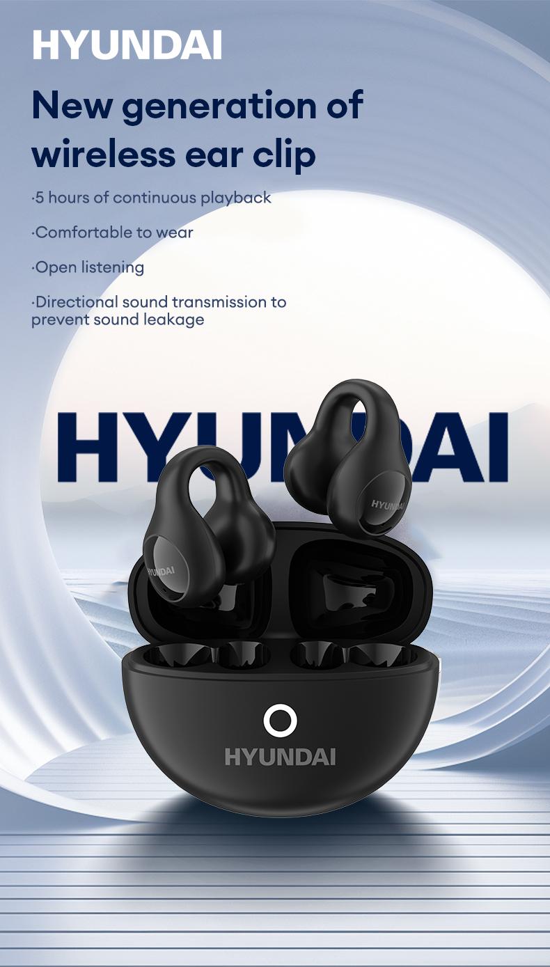 HYUNDAI LP25 Clip On Ear Wireless Headphones, Audio Wireless Earbuds Built-in Microphone for Music & Phone Call,Bluetooth Flash 5.4 Rejects Delays, Waterproof & Dustproof Comfortable for Sports & Workouts