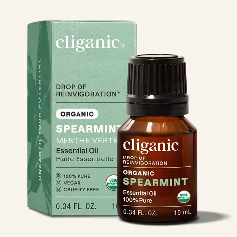 Cliganic Organic Spearmint Essential Oil 20 mL - Certified Organic, 100% Pure & Natural, Body Care, Comfort & Cosmetic Herbal Relief Fitness