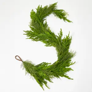 Deluxe Real Touch Winter Greenery with Cypress, Norfolk & Pine Christmas Mantel Garland Holiday Table Runner