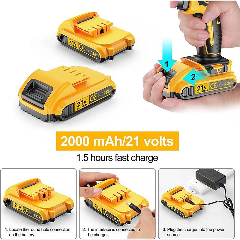 21V Cordless Drill Set with 29Pcs Accessories, 3/8 Inch Keyless Chuck, 25 Clutch, 45Nm Max Torque, 2 Batteries & Fast Charger, Ideal for Home DIY & Repair - Outdoorfun