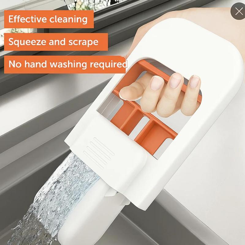 [Two pack]Mini Mop 2025 New Upgrade Portable Self-Squeezing Mop for Small Spaces Wet & Dry Use Orange with Sponge for Bathroom Kitchens & Desktop Glass Can Stand or Hang Lightweight and Compact