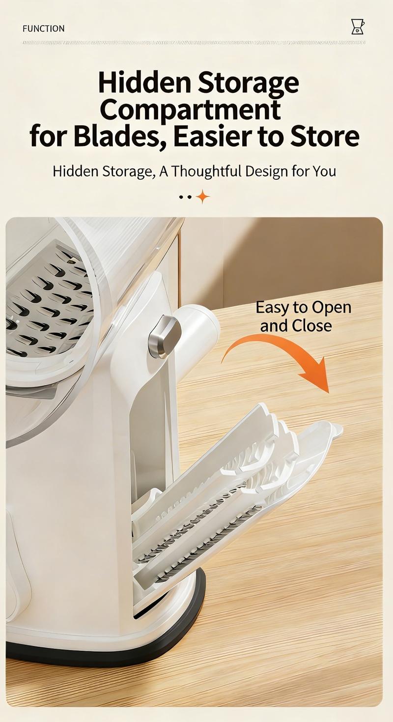 Hiatuses Effortless Meal Prep Pro  5-Blade Vegetable Chopper with Strong Suction Base & Built-In Storage. Chop, Slice, Dice for Salads, Stir-Fry in Seconds Vegetable Chopper with 5 Blades Strong Suction Cup Base  Stir-Fries Coleslaw Meal Prepping