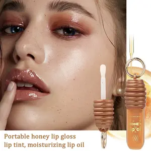 Honey Lip Oil - Professional Hydrating Honey Lip Oil, Quick-Drying Lightweight Formula, On-the-Go Keychain Lip Gloss