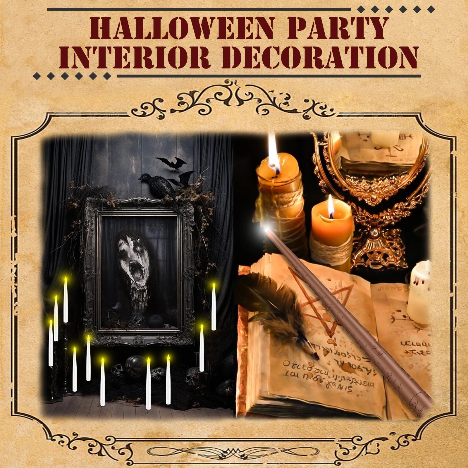 Enchanted Floating Candles with Magic Remote! 12-Pack of 6.6" Battery Operated LED Candles for Spellbinding Window & Hanging Decor. No Flames, All Magic!