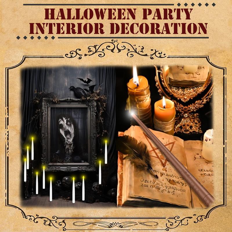 Enchanted Floating Candles with Magic Remote! 12-Pack of 6.6" Battery Operated LED Candles for Spellbinding Window & Hanging Decor. No Flames, All Magic!