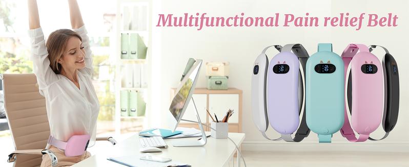 Portable Heating Pad for Cramps FSA HSA Cordless Electric Period Fast Heat Pad for Back Pain Relief Menstrual Belt 6 Heat 6 Massage Valentine's Day Gifts for Women Girl Her Girlfriend Lightweight Fast Heating USB Rechargeable Massagers