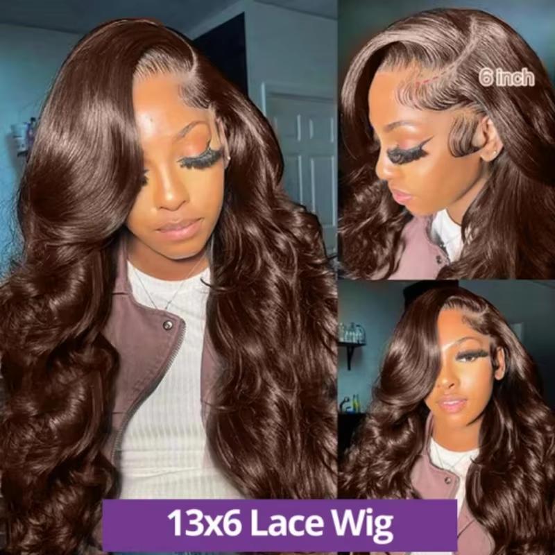 Chocolate Brown Body Wave Wigs Human Hair 13x4 13x6 HD Transparent Lace Front Human Hair Wigs Pre Plucked 7x5 9x6 Glueless Wigs Brazilian Remy Hair Wig 180% Density