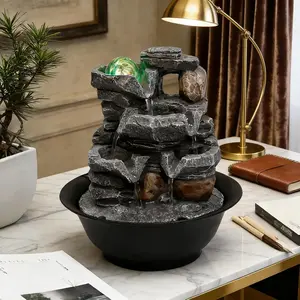 Waterfall Fountain, Indoor Fountain, Desktop Fountain, Indoor Water Feature, Stacked Rock Feng Shui, Meditation, Relaxation, Suitable for Home and Office Decoration, Valentine's Day Gift