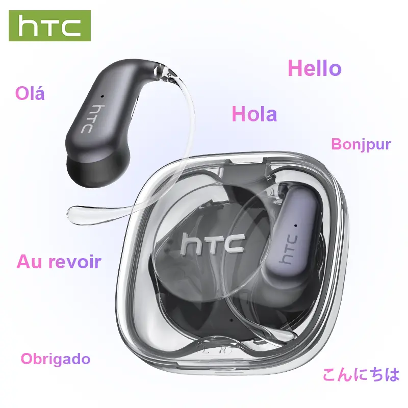 HTC NE38 OWS Wireless Translation Earbuds, Supports Real-Time Translation in 134 Languages With APP, Bluetooth 6.0 Earphones,  IPX5 Waterproof, HIFI Sound Quality, Suitable for Office, Sports, Study and Audio Calls | Built-in Microphone | AI Headphones, T