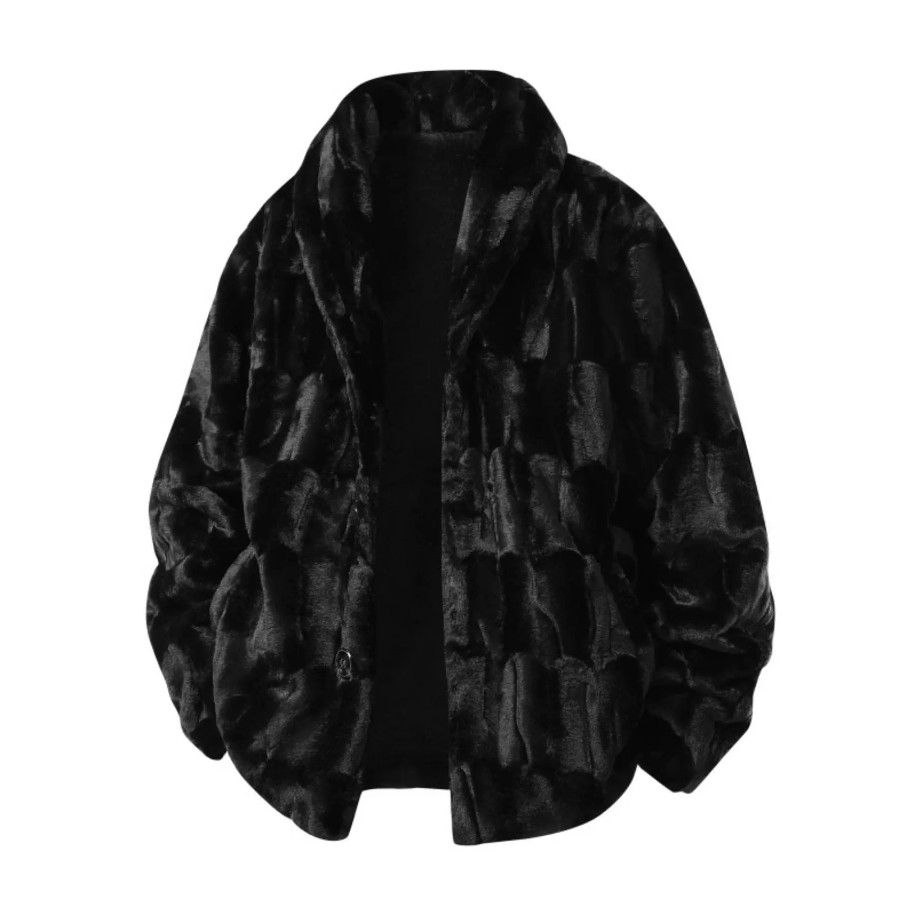 2026 Men's Winter Faux Fur Jacket, High-End Fashion Casual Loose-Fit Sweater Coat, Warm Skin-Friendly Thick Fabric Outerwear