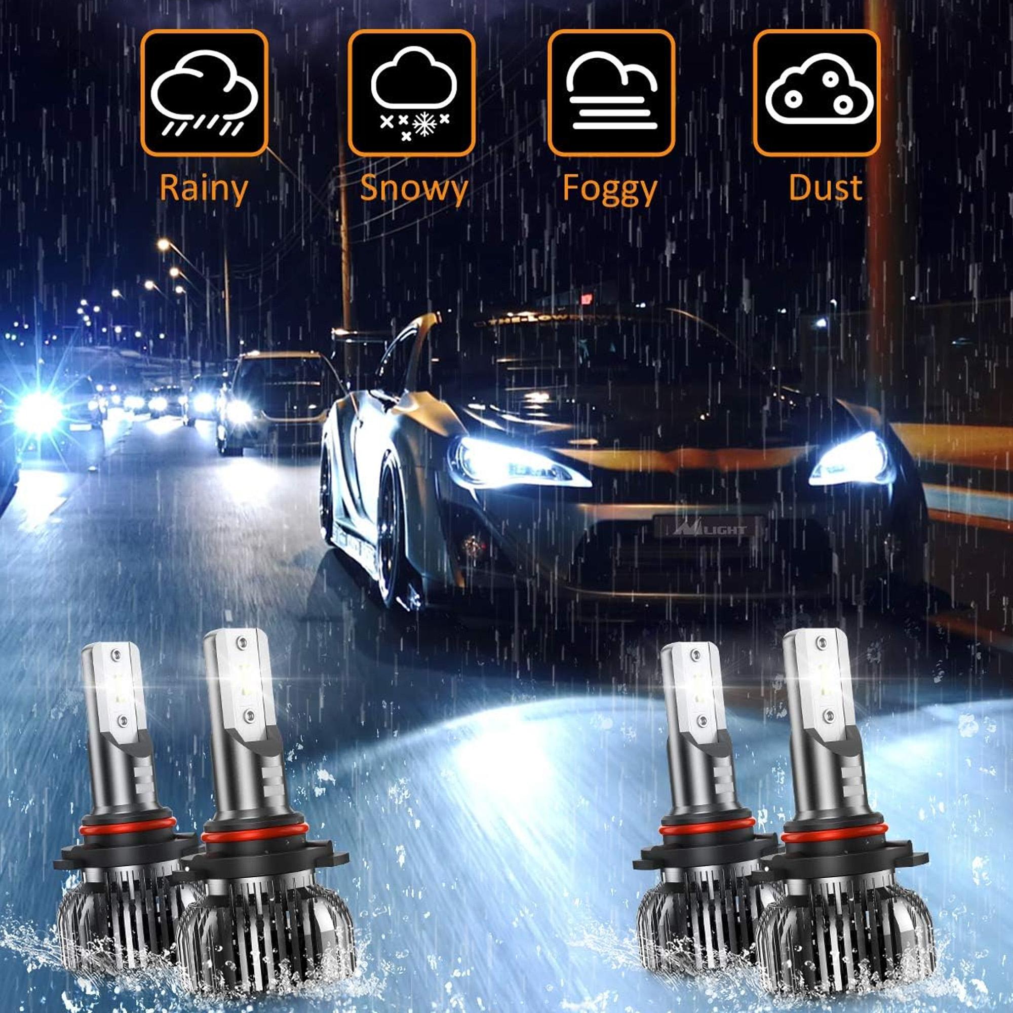 Complete LED Headlight Conversion Set 4PCS/6PCS Combos 1:1 Mini Design 300% More Light Plug-and-Play DIY Fits Most Cars Trucks & SUVs AllWeatherLED UniversalFit