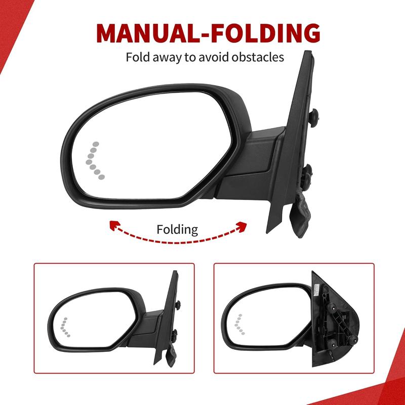 YITAMOTOR Towing Mirrors Compatible with 2007-2013 Chevy Silverado GMC Sierra 1500, 07-14 Suburban Yukon XL 1500, Power-Adjustable Glass and Heated with LED Arrow Turn Signal Side Mirrors Pair blind spot mirrors