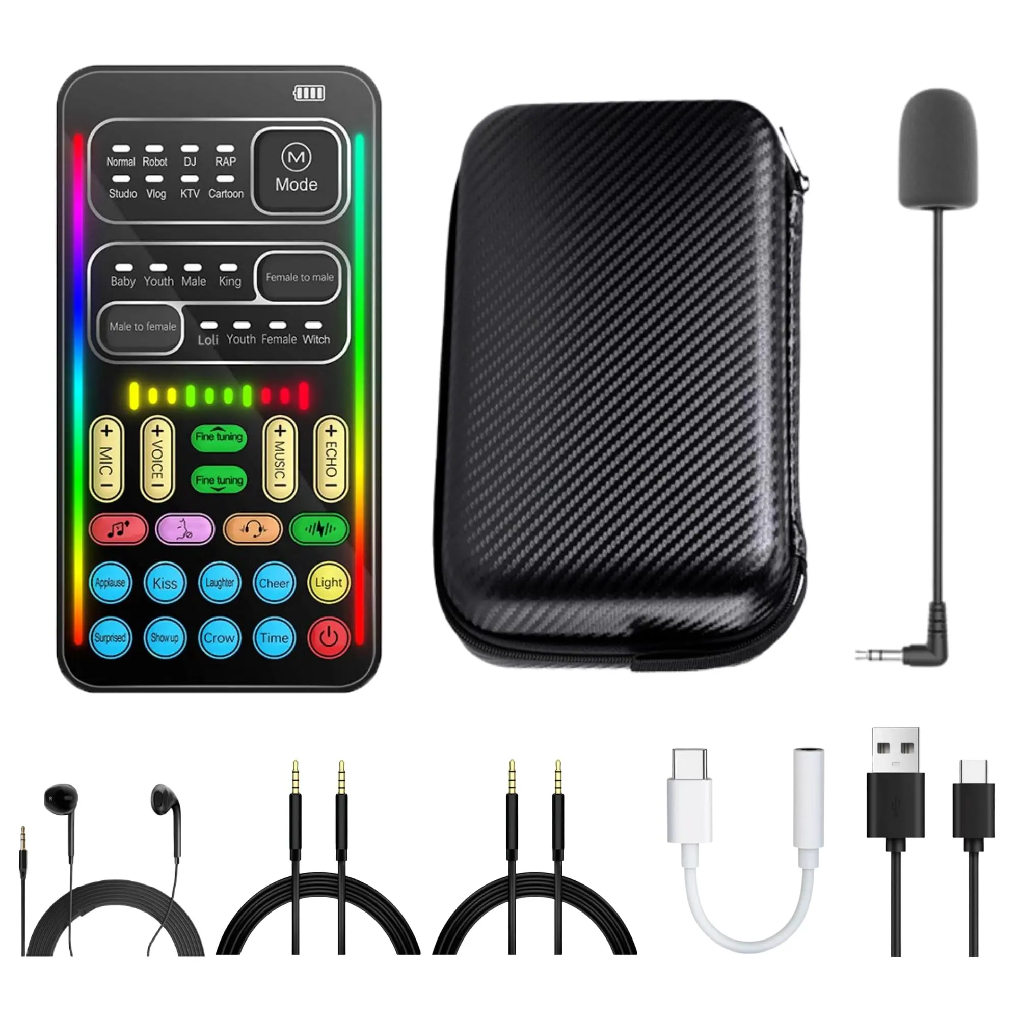 i9 Live Digital Sound Card Set - Real-Time Voice Changer, 8 Voice Effects, Full Accessories (Mini Mic, Monitor Earphone, Adapters), Plug & Play Gaming Item, Compatible with PC, PS5, Xbox, Switch, Android & iOS Tools and Gadgets