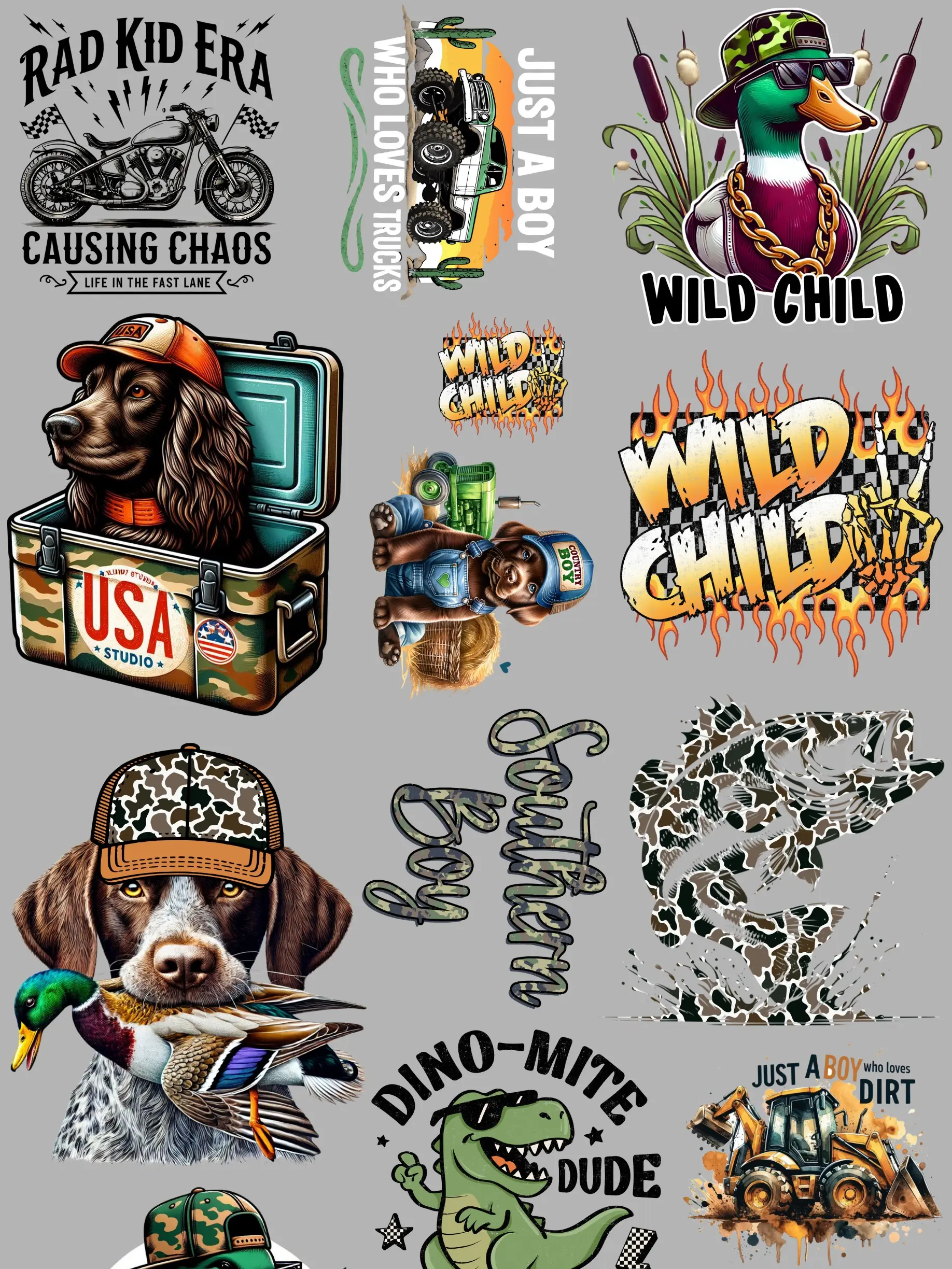 Little Boy's Gangsheet - 22x36 - PREMADE GANG SHEET Little Boy's Gangsheet - 22x36 - PREMADE GANG SHEET