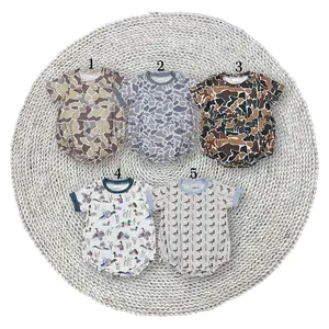 Baby Boys Mallard Ducks Hunting Season Camouflage Soft Stretchy Summer Boutique Short Sleeve Bubble Rompers