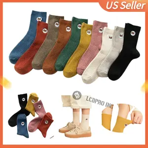 Ankle Socks High Cartoon Cotton Dog Embroidered Tube Breathable Crew Sock Women